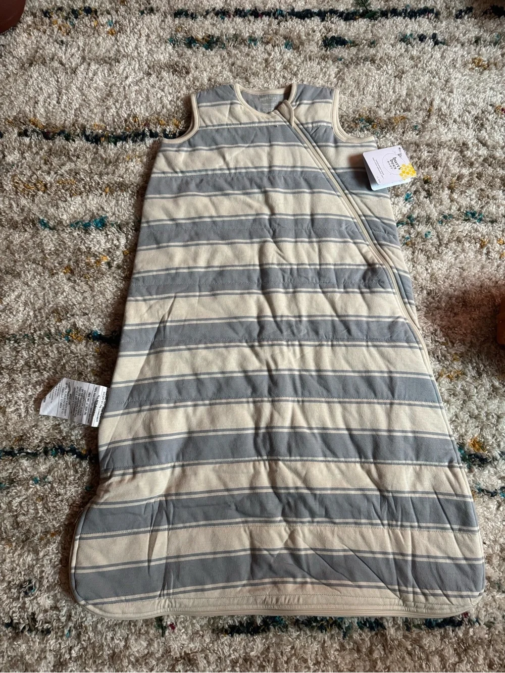 Burt's Bees Cream & Gray Striped Baby Sleep Sack